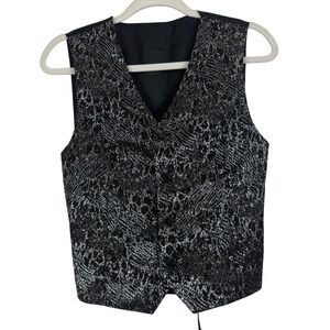 Kids World‎ of USA Metallic Brocade Formal Party Black Silver Vest Size Kid 16